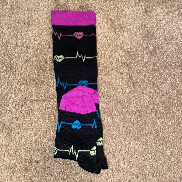 Other - Compression Socks Size S/M Unisex Black with Heart beat designs